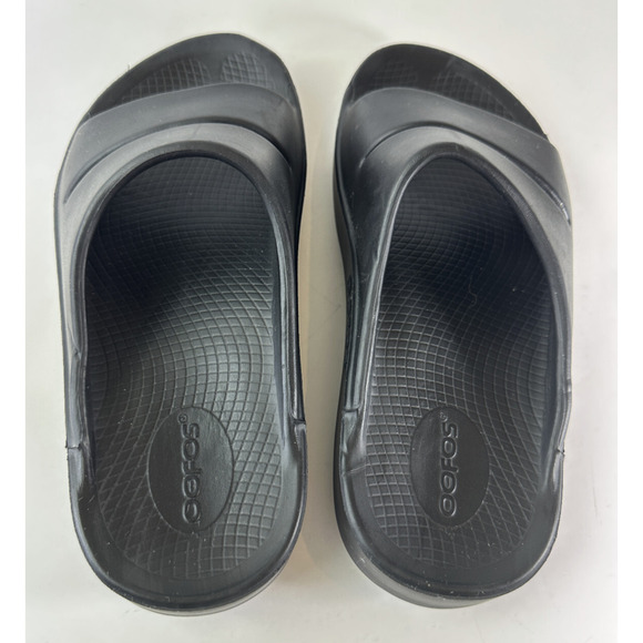 OOFOS OOahh Recovery Slides Black Slip On Sandals Women’s Size 8 Men's Size 6 - Picture 8 of 13